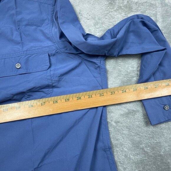 Eddie Bauer Mountain Ripstop Womens Long Sleeve Top Classic Fit Blue L d0552 - Picture 7 of 10